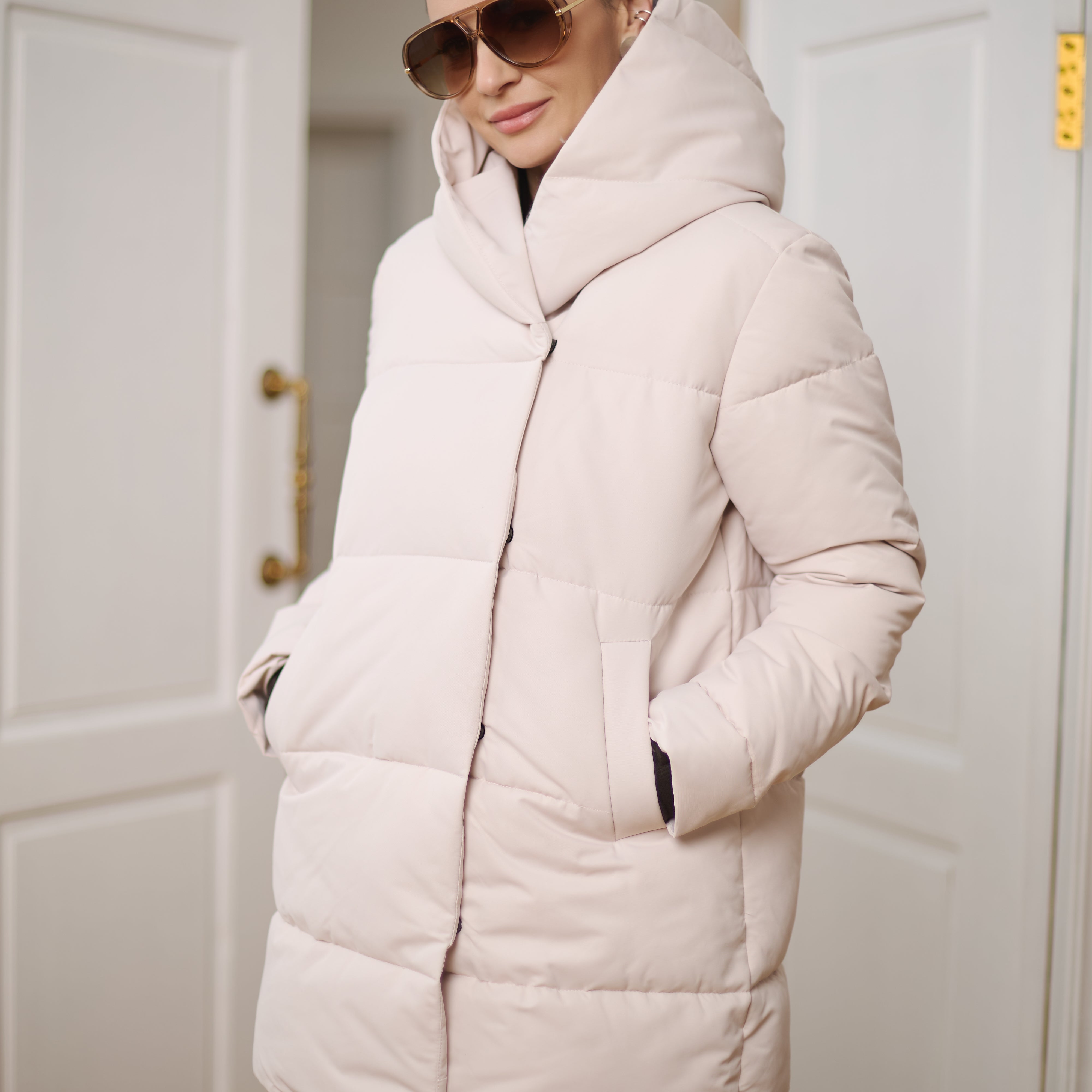 Пальто пуховик на кнопках