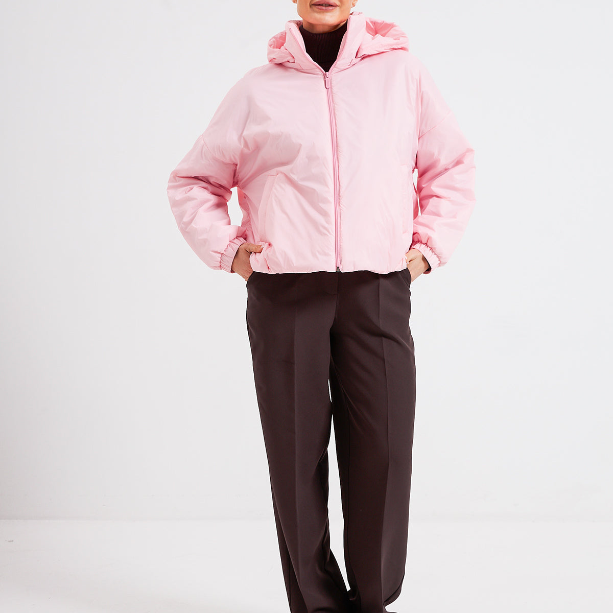 Куртка оверсайз на блискавці з капюшоном