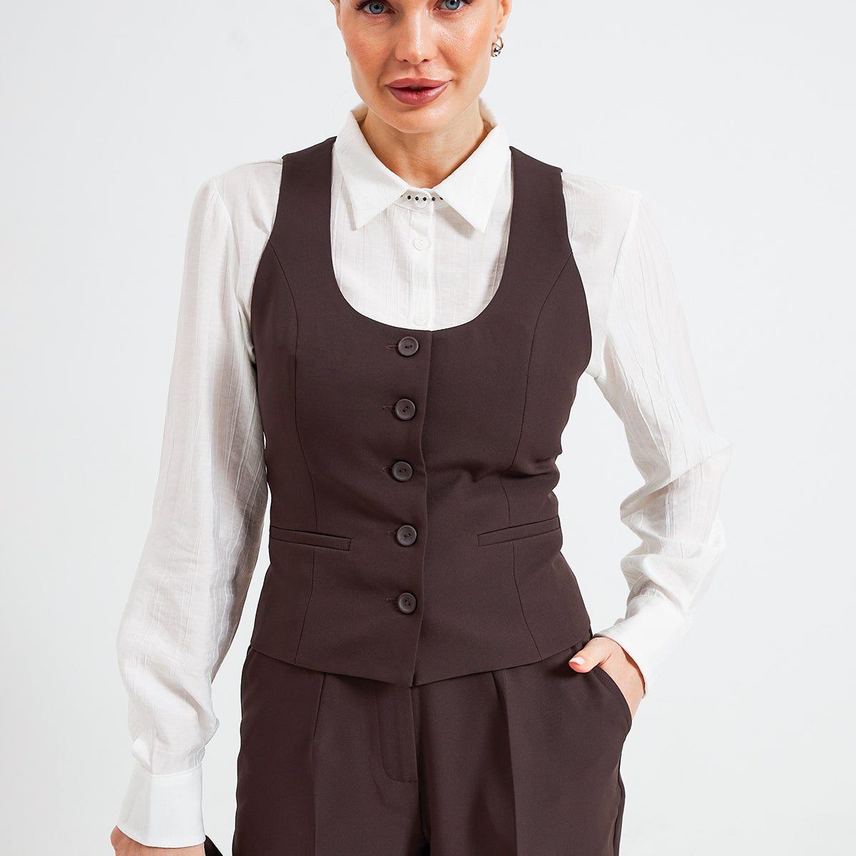 Жилет з костюмки на ґудзиках Сильвія