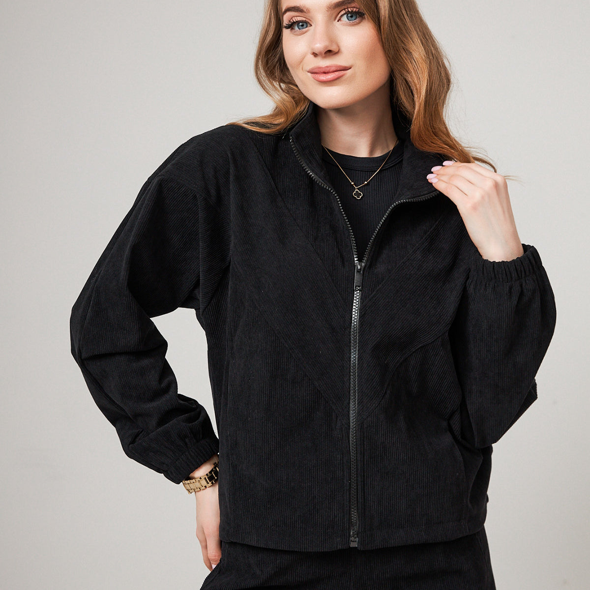 Бомбер вельветовий на блискавці Лорен