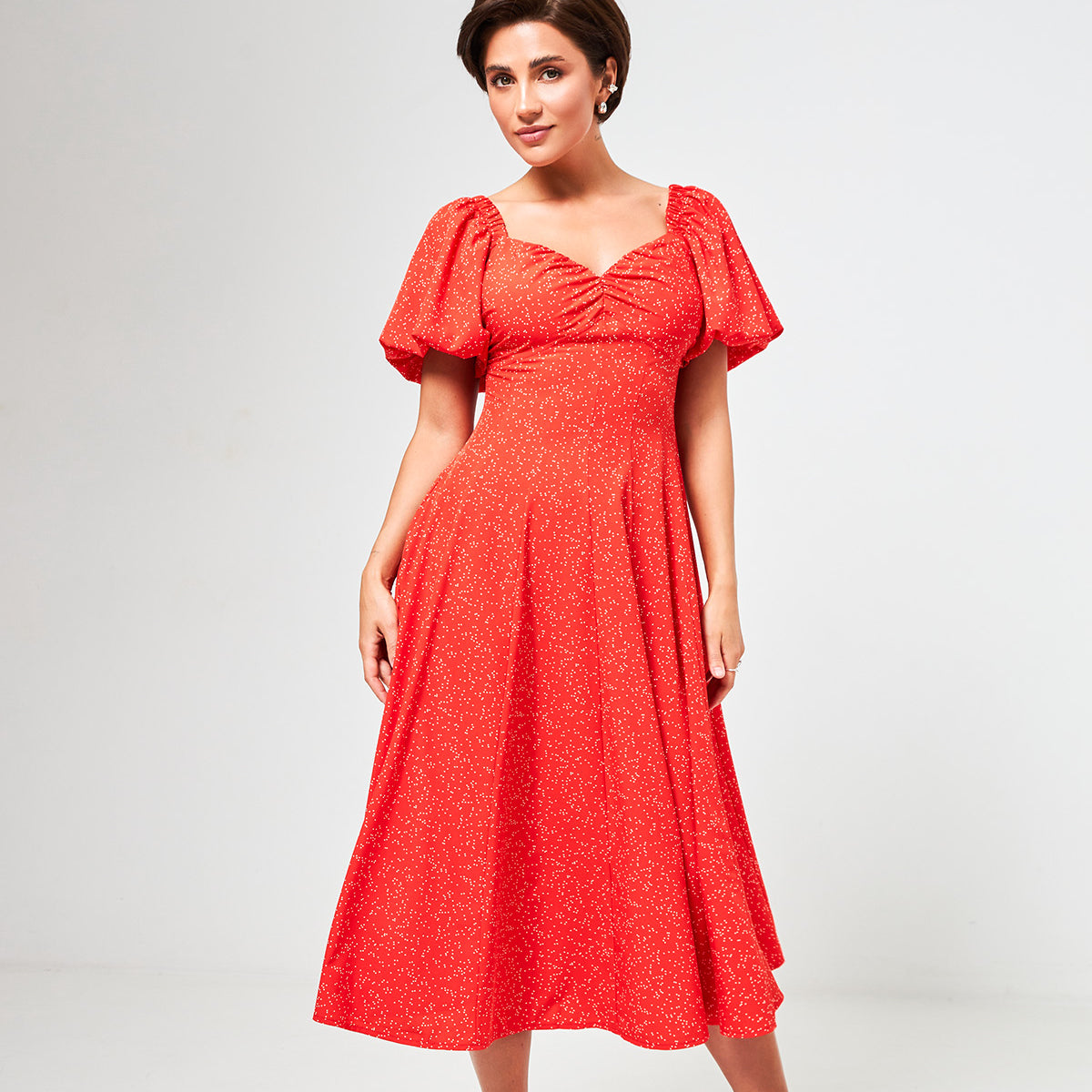 Сукня міді святкова з рукавами-дзвіночок