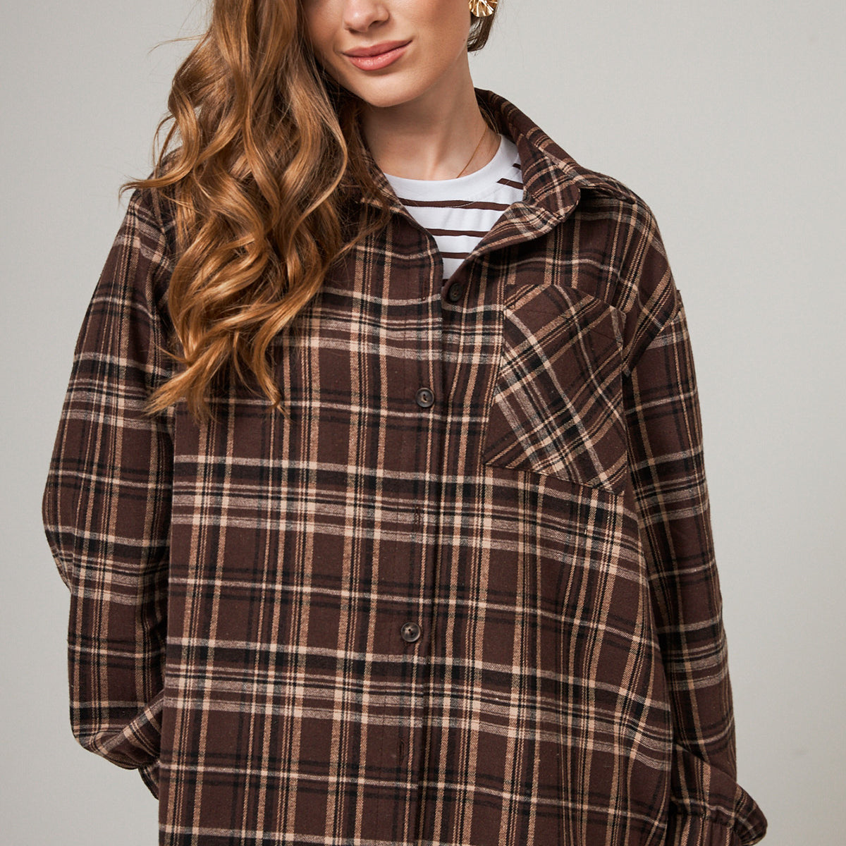 Сорочка з фланелі картата з довгим рукавом