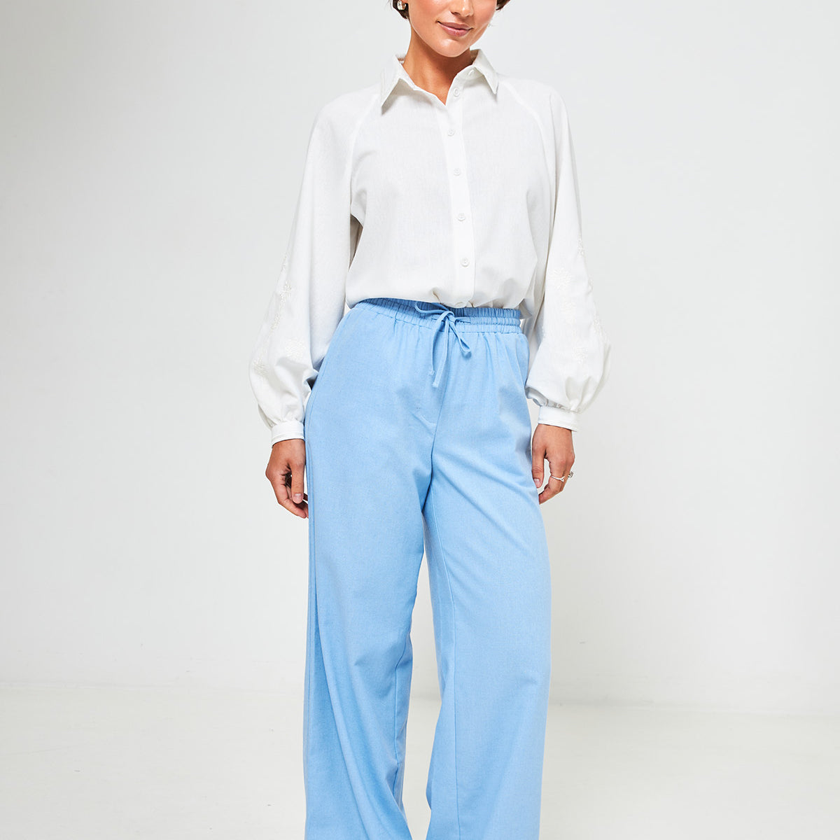 Брюки палаццо лляні