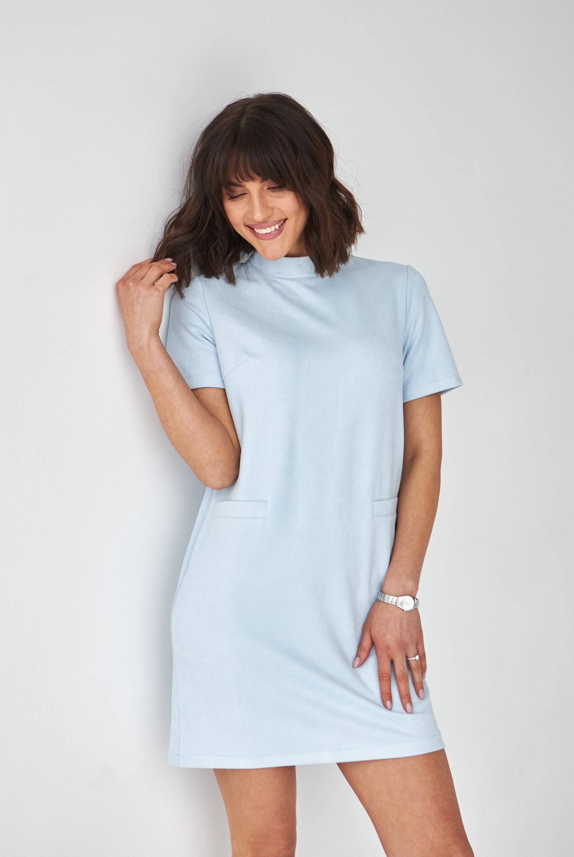 Сукня із замші діагоналі з коротким рукавом - Wear Me