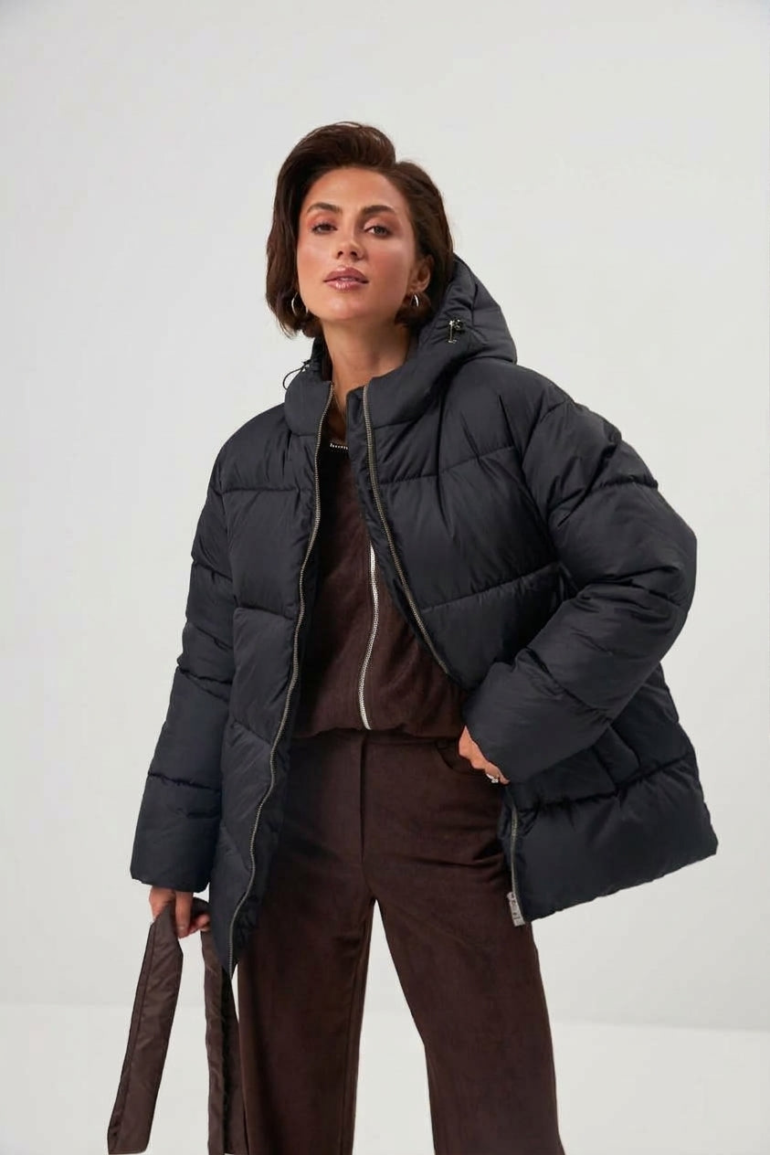 [10_26_183-1_16740] Куртка пухан з поясом з лаке