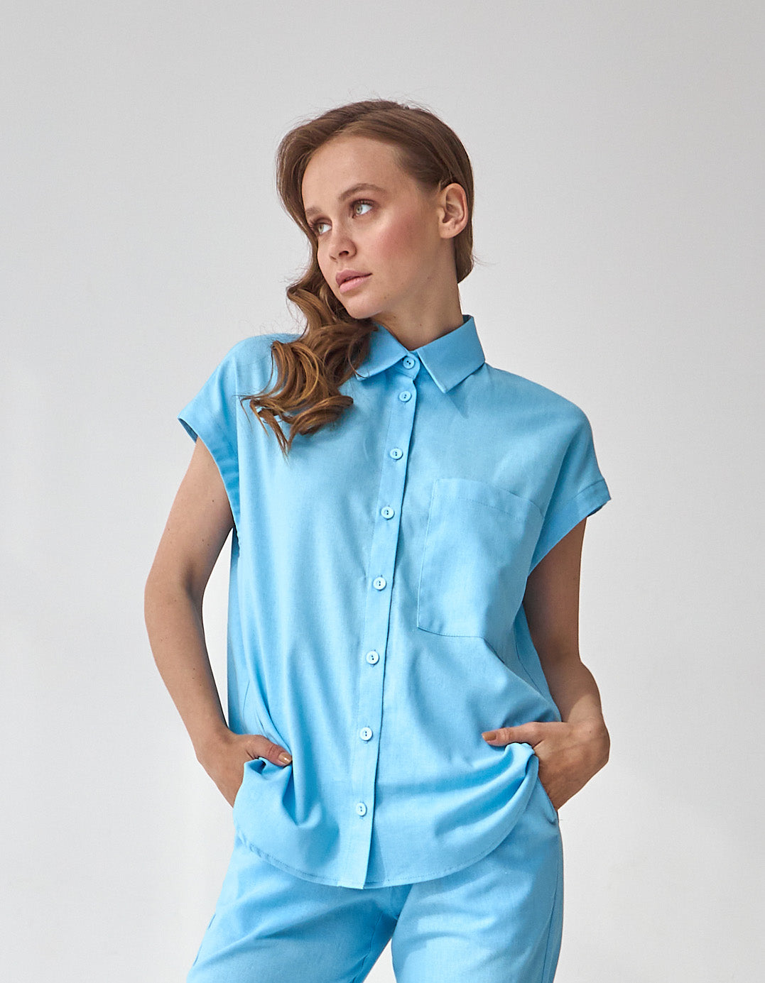 Сорочка жіноча літня зі спущеним плечем льон - Wear Me