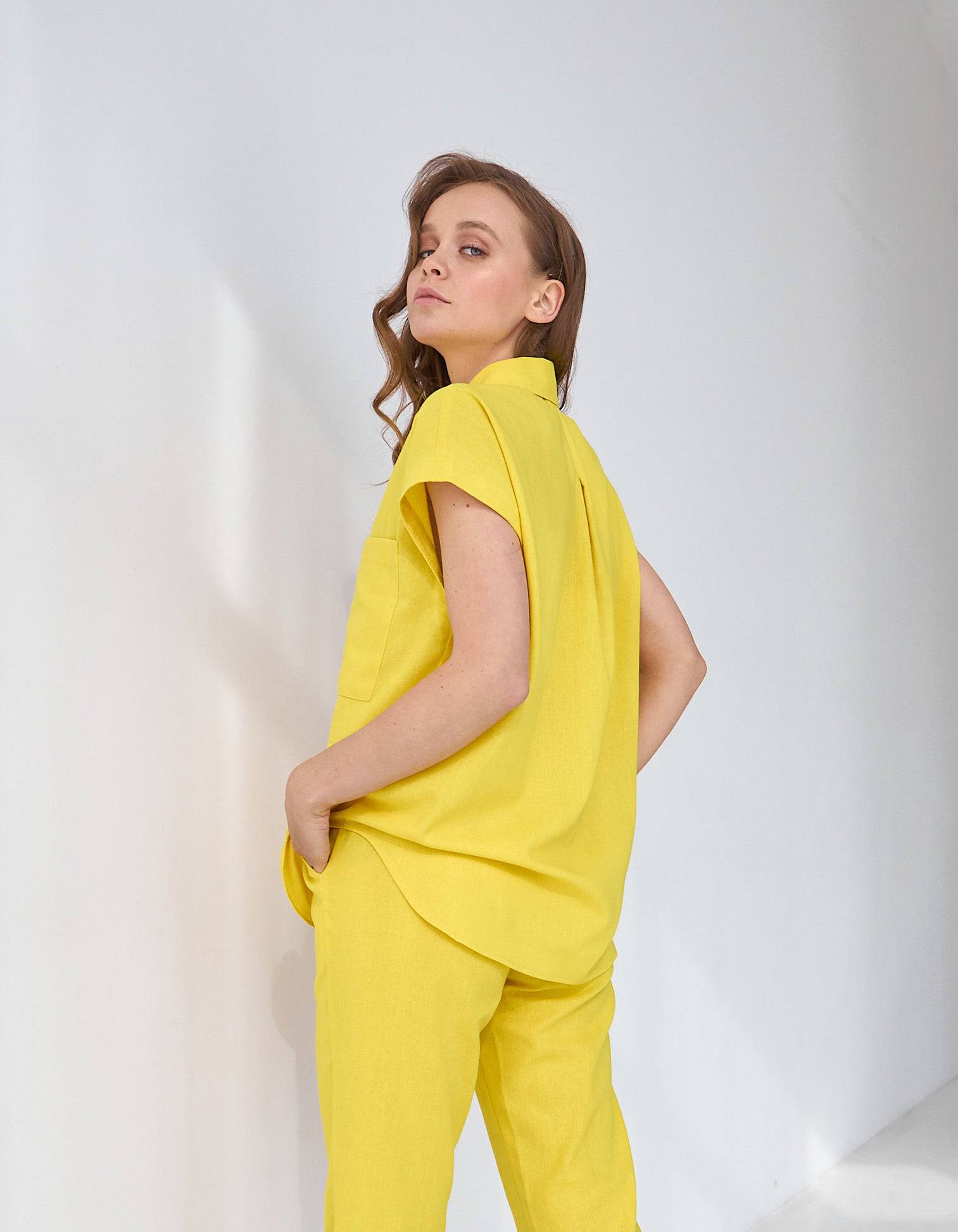 Сорочка жіноча літня зі спущеним плечем льон - Wear Me