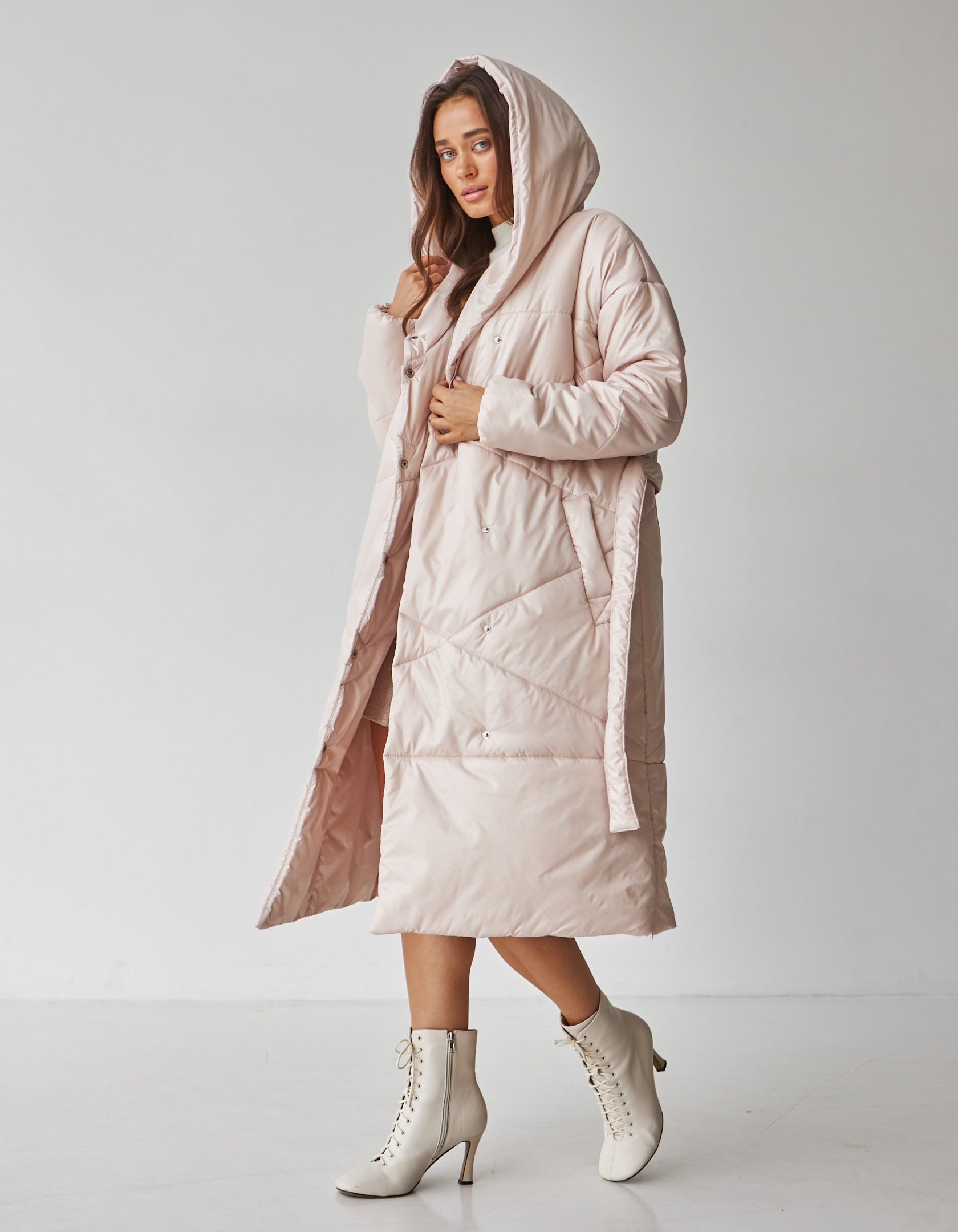 Пальто жіноче стьобане під пояс - Wear Me