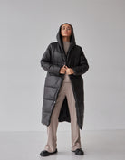 Пальто пуховик на кнопках с капюшоном - Wear Me