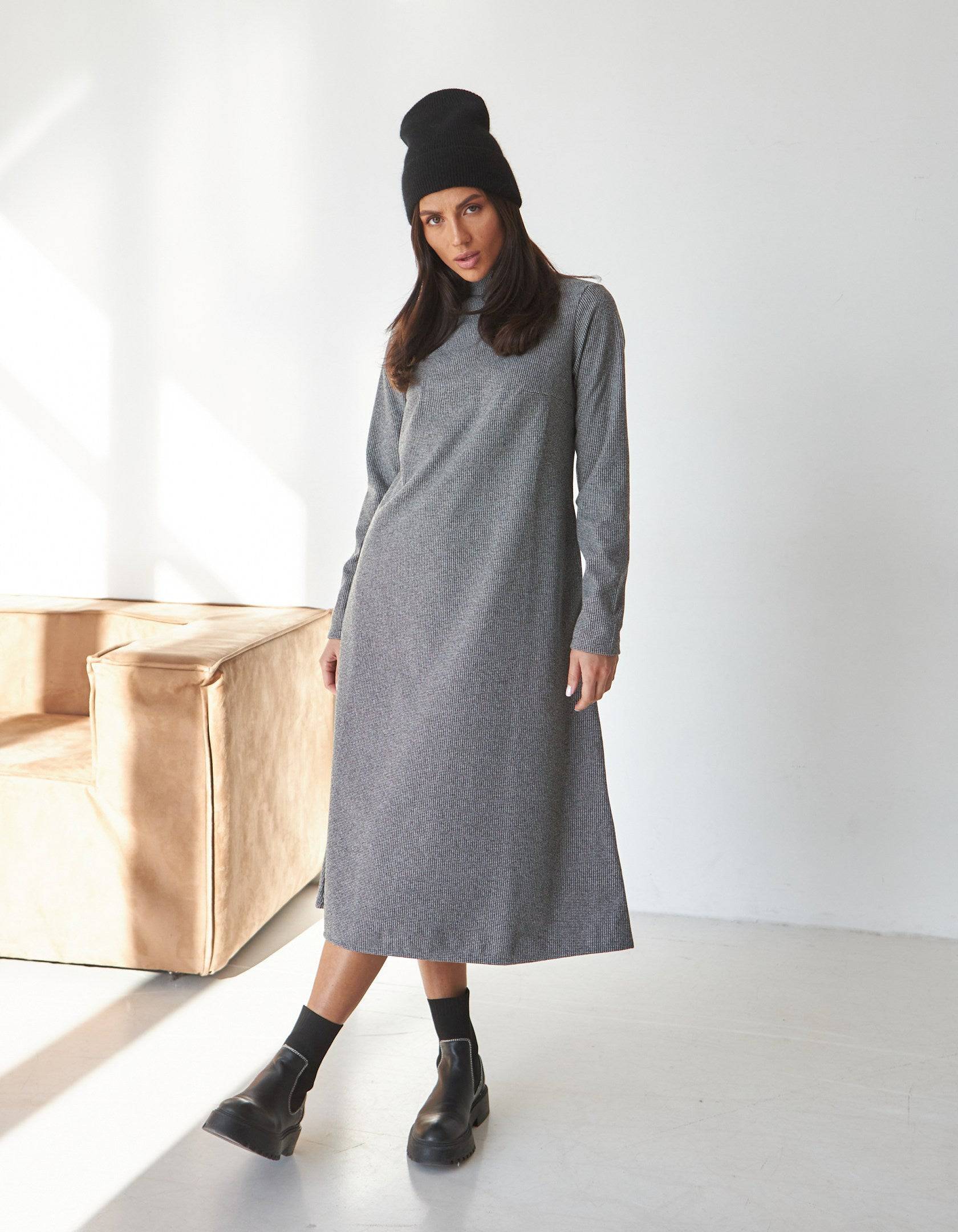 Сукня жіноча тепла довга  дрібна клітинка - Wear Me
