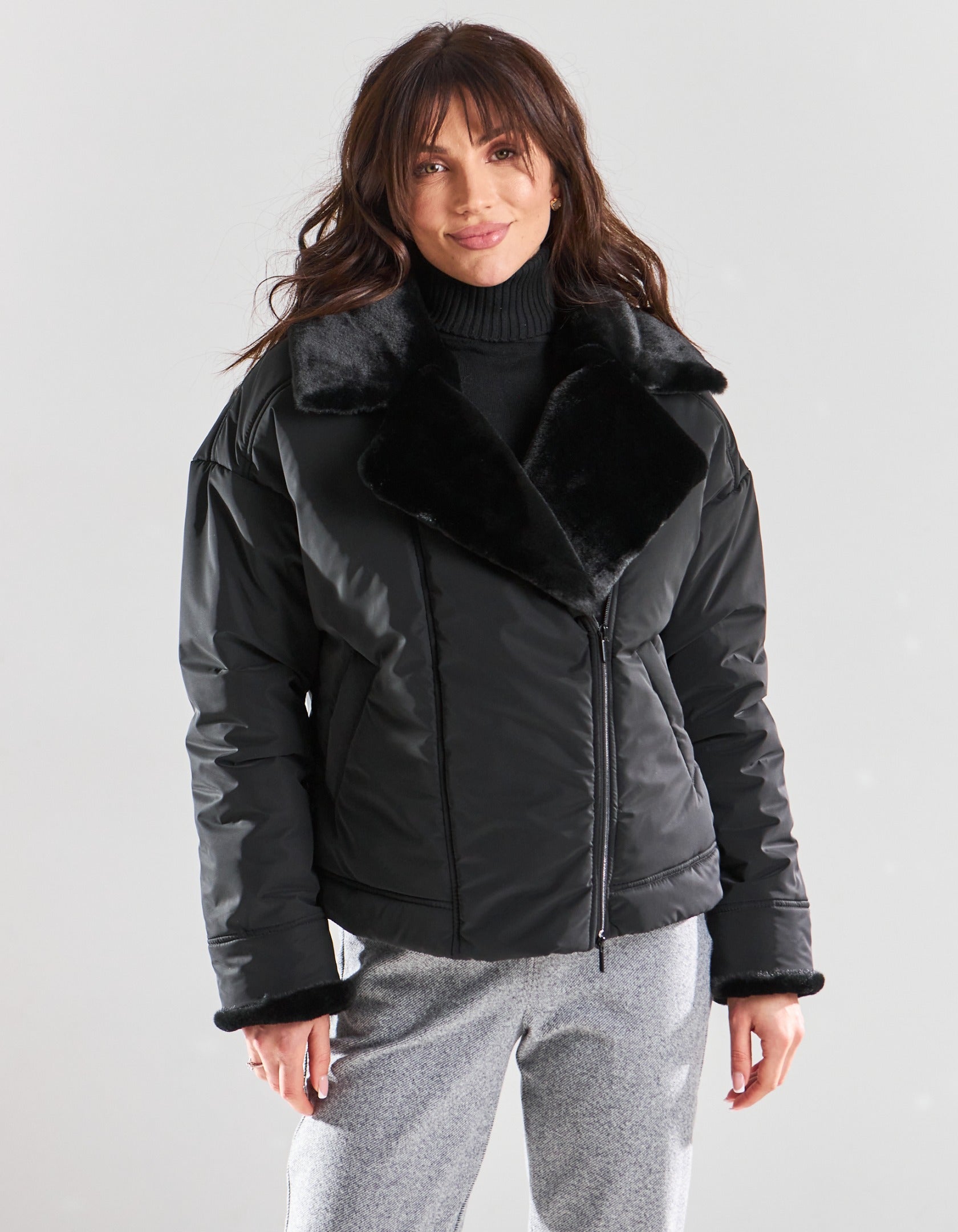 Курта косуха зимова з коміром із кролика - Wear Me