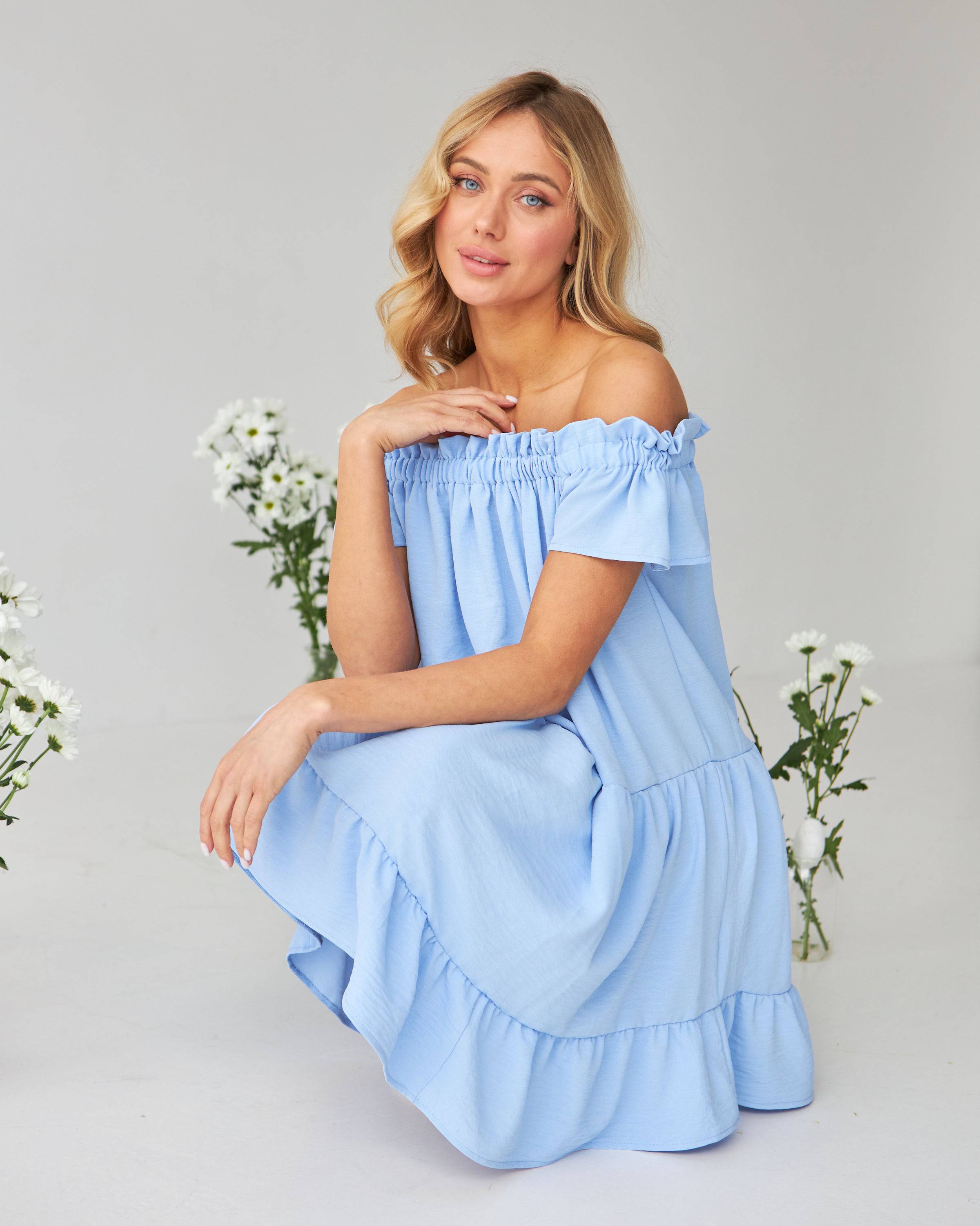 Сукня двоярусна коротка з резинкою по плечах - Wear Me
