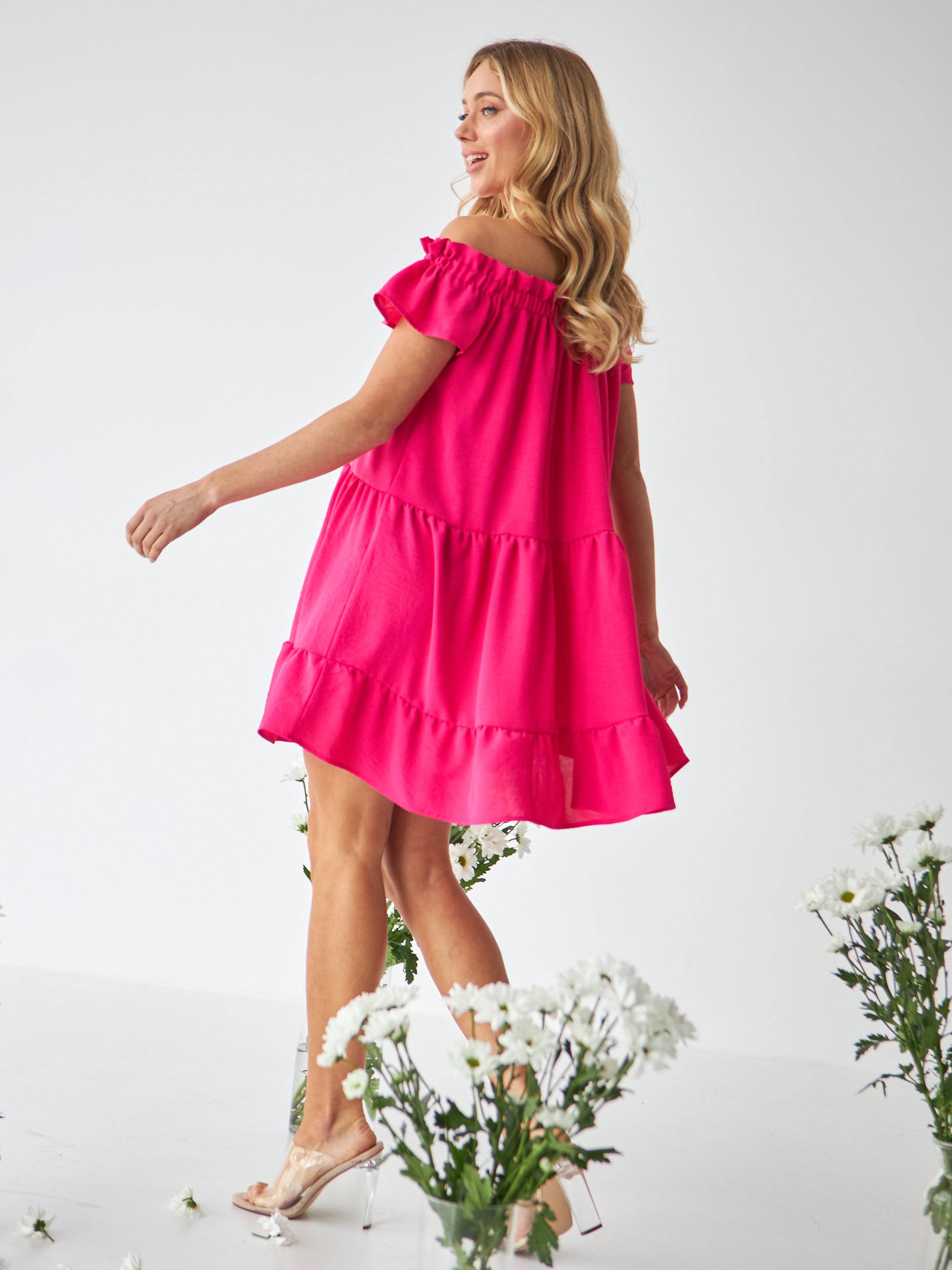 Сукня двоярусна коротка з резинкою по плечах - Wear Me
